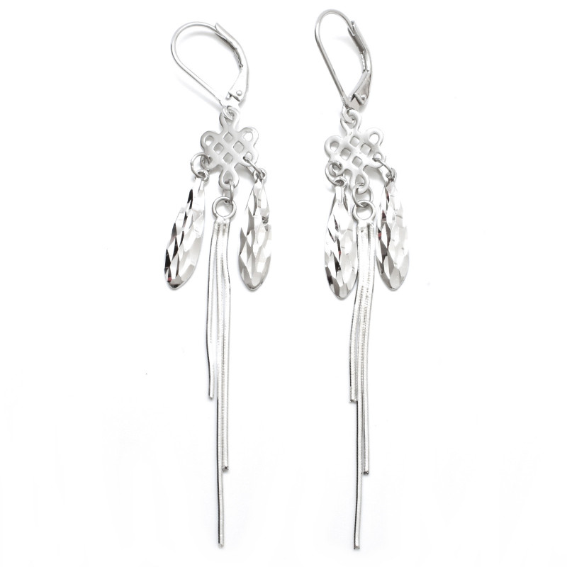 Dlohé stříbrné náušnice